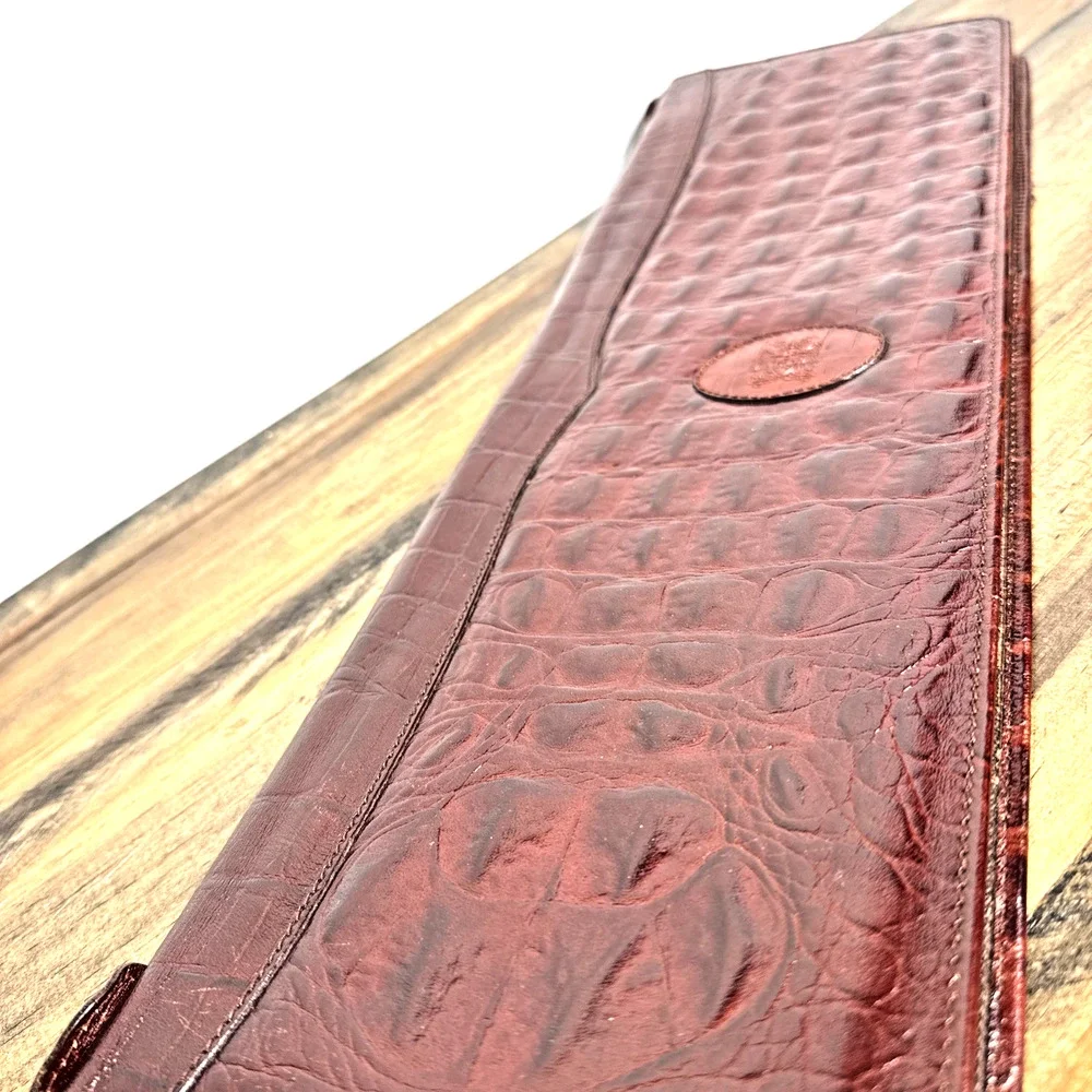 Vintage Italian Leather Tie Case Mens Travel Accessory Luxury Gift Crocodile EUC